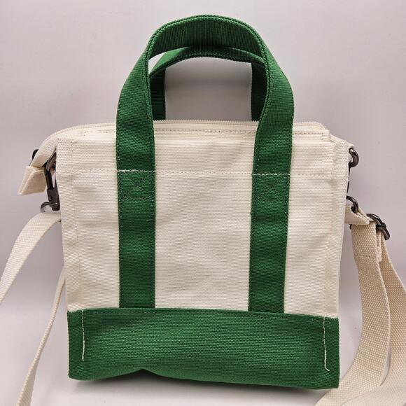 VANS LIL PERGS MINI TOTE BAG SMALL CROSSBODY PURSE CANVAS GREEN WHITE - Picture 3 of 8